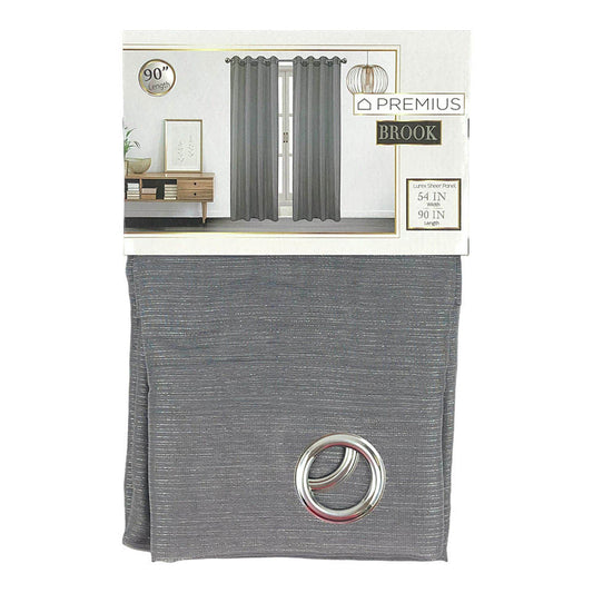 Cortina Sally Textile Brook Con Aros 54" x 90" - Gris Oscuro