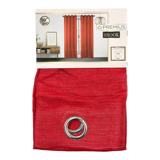 Cortina Sally Textile Brook Con Aros 54" x 90" - Rojo