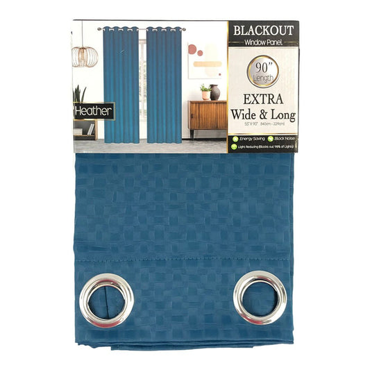 Cortina Sally Textile Heather Blackout Con Aros 55" x 90" - Azul