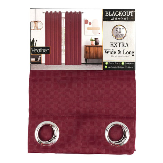 Cortina Sally Textile Heather Blackout Con Aros 55" x 90" - Rojo oscuro