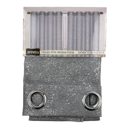 Cortina Sally Textile Jennessy Con Aros 54" x 84" - Gris Claro