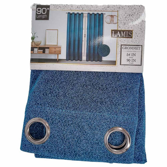 Cortina Sally Textile Lamis Con Aros de 54" x 90" - Azul