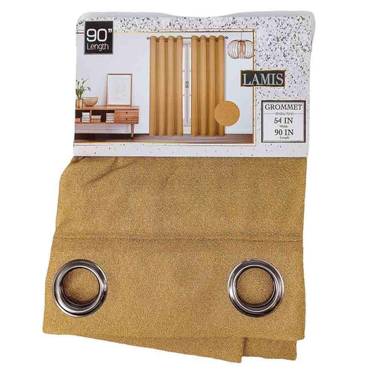Cortina Sally Textile Lamis Con Aros de 54" x 90" - Dorado Oscuro