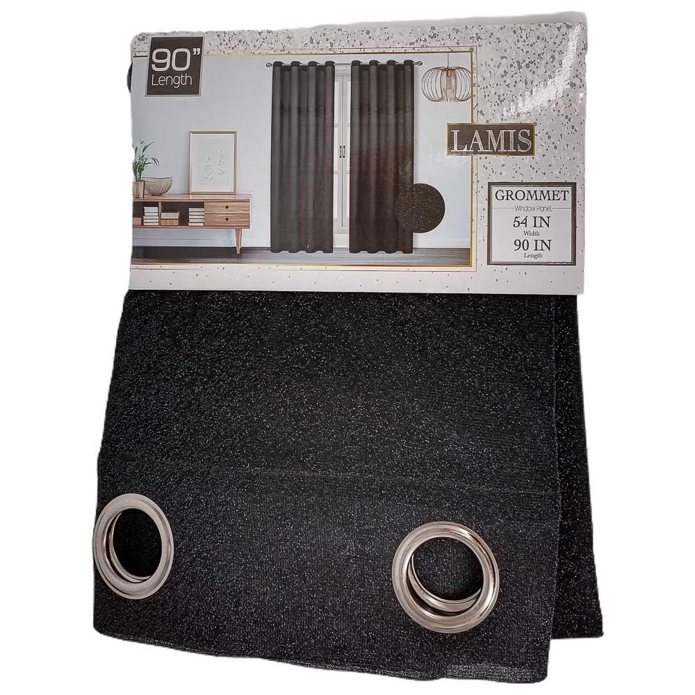 Cortina Sally Textile Lamis Con Aros de 54" x 90" - Negro