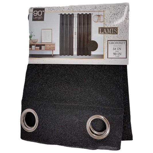 Cortina Sally Textile Lamis Con Aros de 54" x 90" - Negro