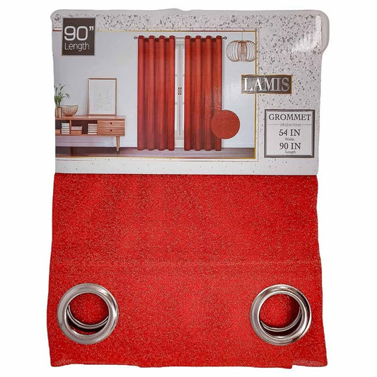 Cortina Sally Textile Lamis Con Aros de 54" x 90" - Rojo