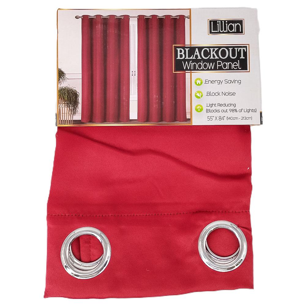 Cortina Sally Textile Lillian Blackout Con Aros 55" x 84" - Rojo Oscuro