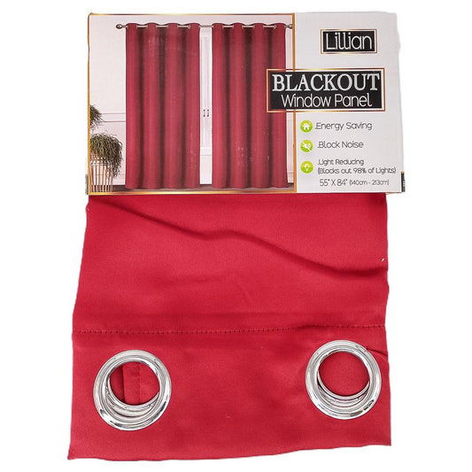 Cortina Sally Textile Lillian Blackout Con Aros 55" x 84" - Rojo Oscuro