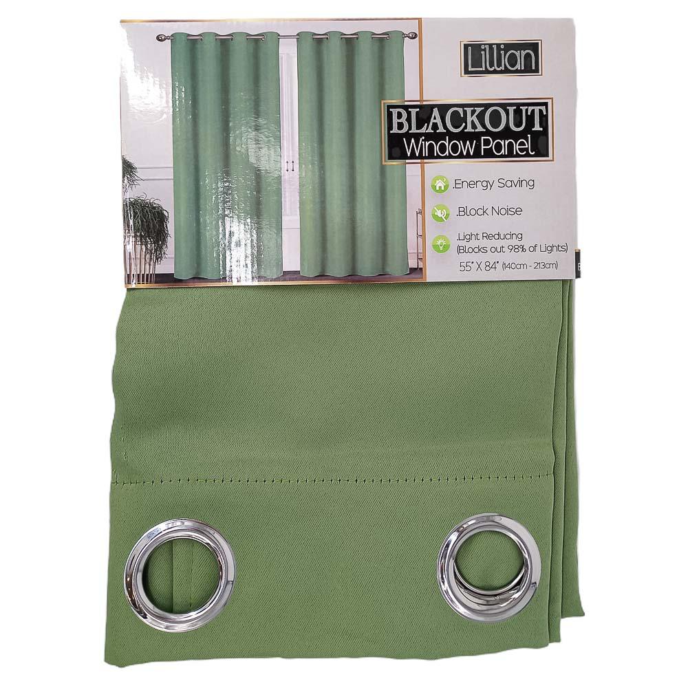 Cortina Sally Textile Lillian Blackout Con Aros 55" x 84" - Verde Claro