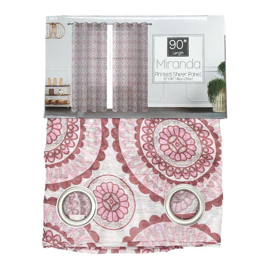 Cortina Sally Textile Miranda Con Aros 55" x 90" - Coral Claro