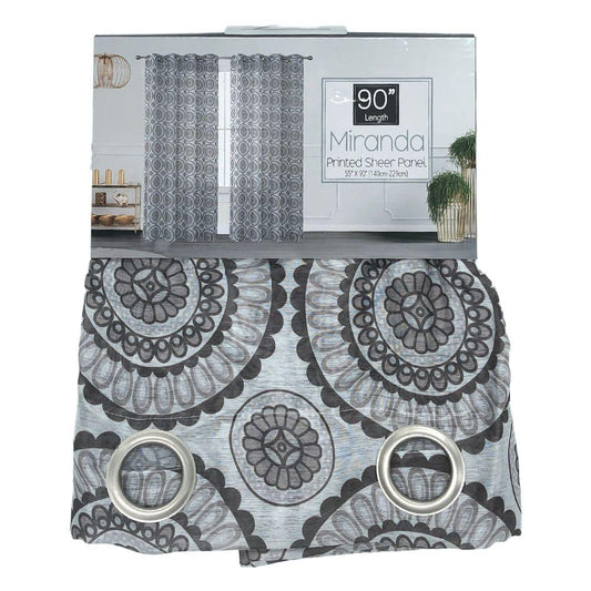 Cortina Sally Textile Miranda Con Aros 55" x 90" - Gris Oscuro