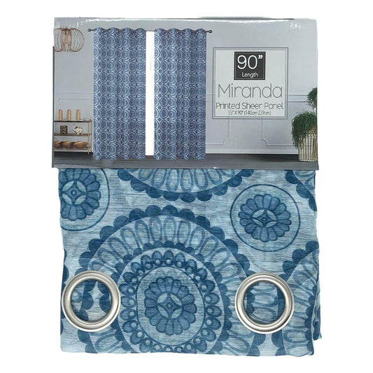 Cortina Sally Textile Miranda Con Aros 55" x 90" - Turquesa Azulado