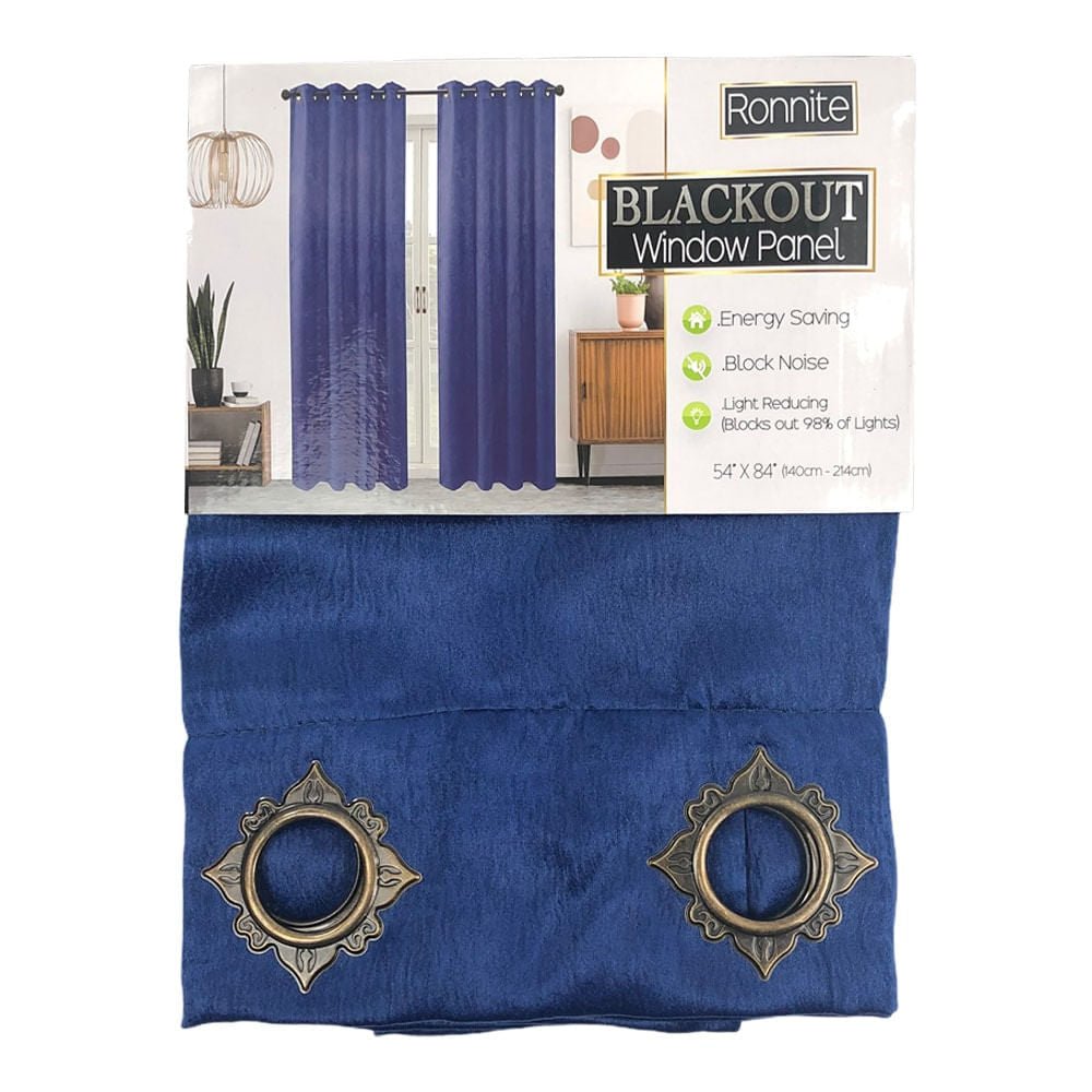 Cortina Sally Textile Ronnite Blackout Con Aros 54" x 84" - Azul