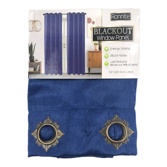 Cortina Sally Textile Ronnite Blackout Con Aros 54" x 84" - Azul