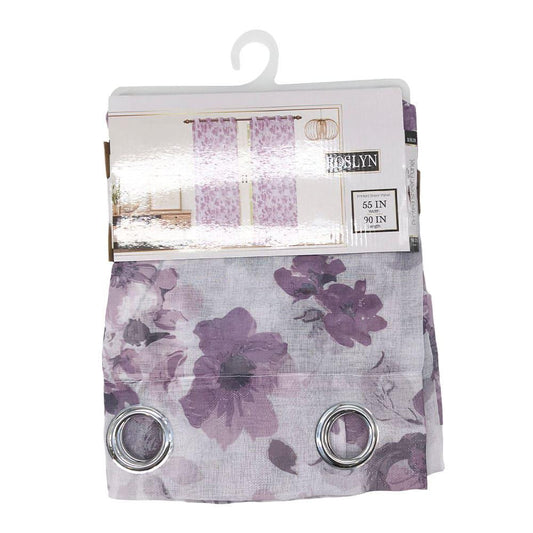 Cortina Sally Textile Roslyn Con Aros de 55" x 90" - Morado Cenizo