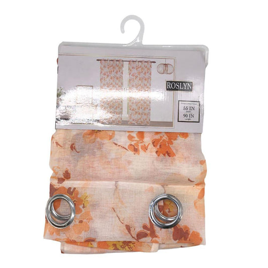 Cortina Sally Textile Roslyn Con Aros de 55" x 90" - Naranja Claro