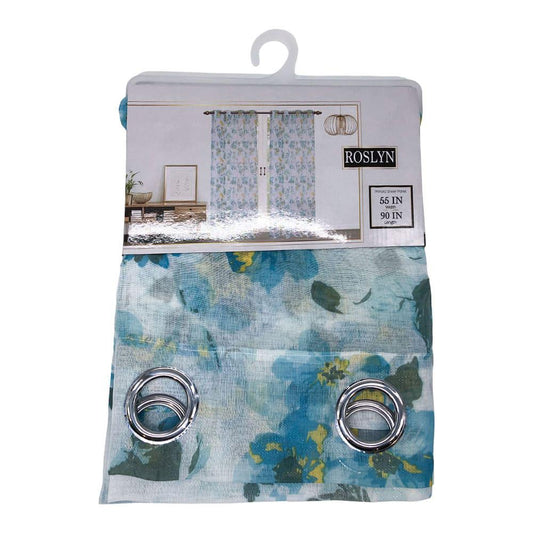 Cortina Sally Textile Roslyn Con Aros de 55" x 90" - Turquesa