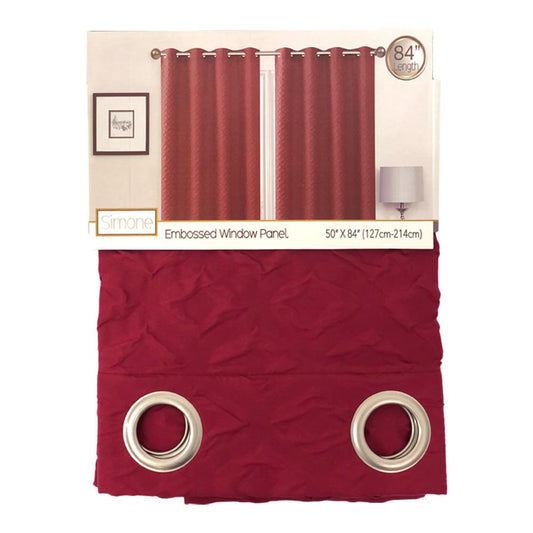 Cortina Sally Textile Simone Con Aros 54" x 84" - Rojo Vino