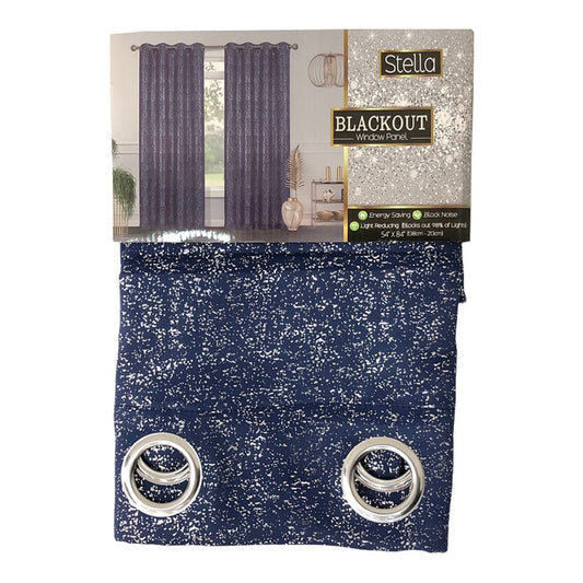 Cortina Sally Textile Stella Blackout Con Aros 54" x 84" - Azul Marino