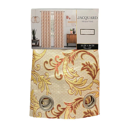 Cortina Samara 55” X 84” Jacquard Burgundy C/Aros - Sally Textile - Titan.com.pa - 806718106962