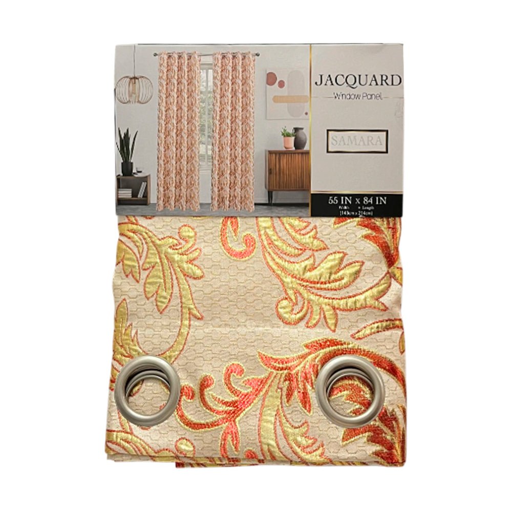 Cortina Samara 55” X 84” Jacquard Red C/Aros - Sally Textile - Titan.com.pa - 806718106931