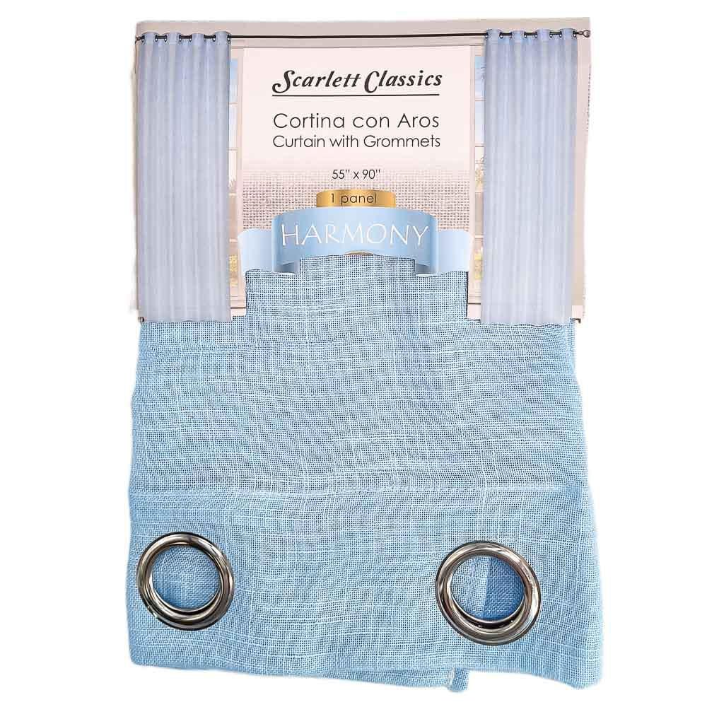 Cortina Scarlett Classics Harmony Con Aros 55" x 90" - Azul Claro