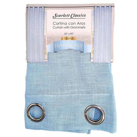 Cortina Scarlett Classics Harmony Con Aros 55" x 90" - Azul Claro