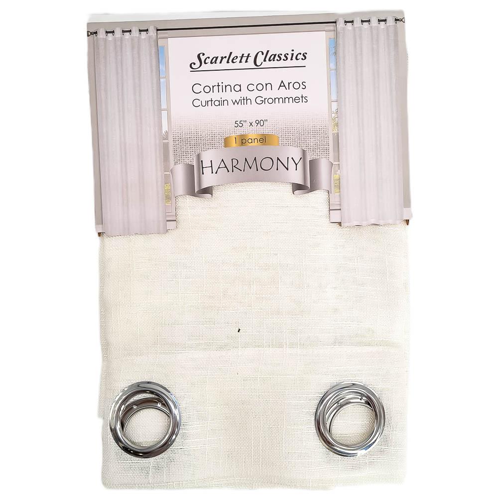 Cortina Scarlett Classics Harmony Con Aros 55" x 90" - Blanco