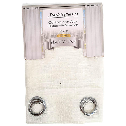 Cortina Scarlett Classics Harmony Con Aros 55" x 90" - Blanco