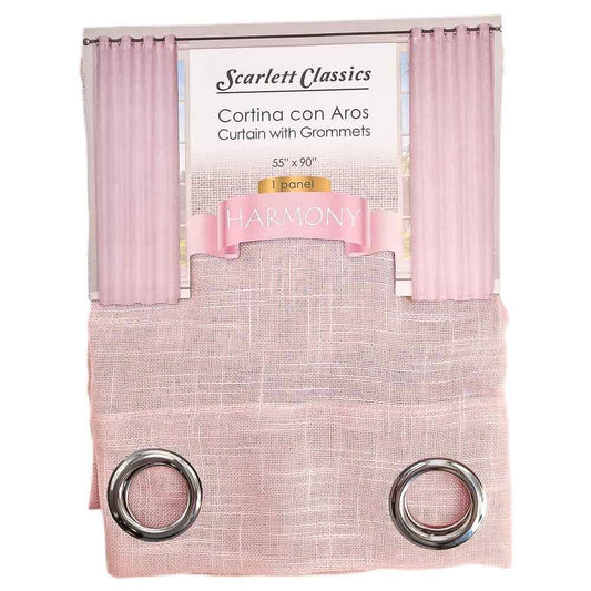 Cortina Scarlett Classics Harmony Con Aros 55" x 90" - Rosa Claro