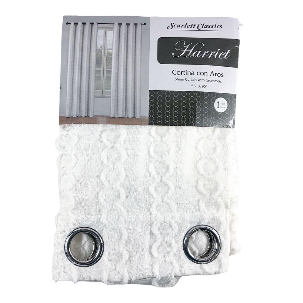 Cortina Scarlett Classics Harriet Con Aros 55" x 90" - Blanco