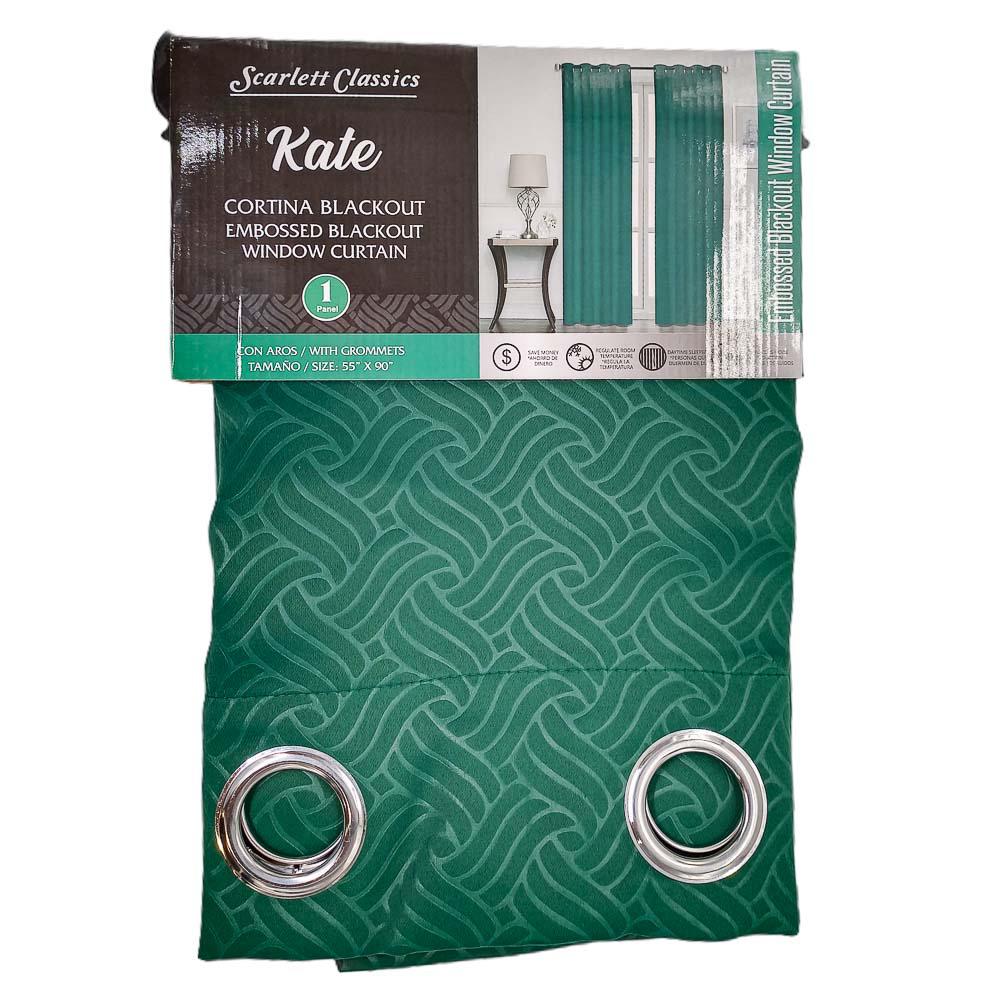 Cortina Scarlett Classics Kate Blackout Con Aros 55" x 90" - Verde Oscuro