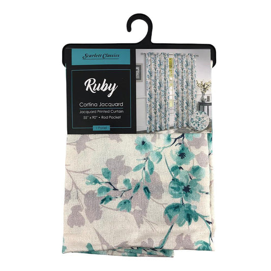 Cortina Scarlett Classics Ruby Rod Pocket 55" x 90" - Aguamarina Oscuro