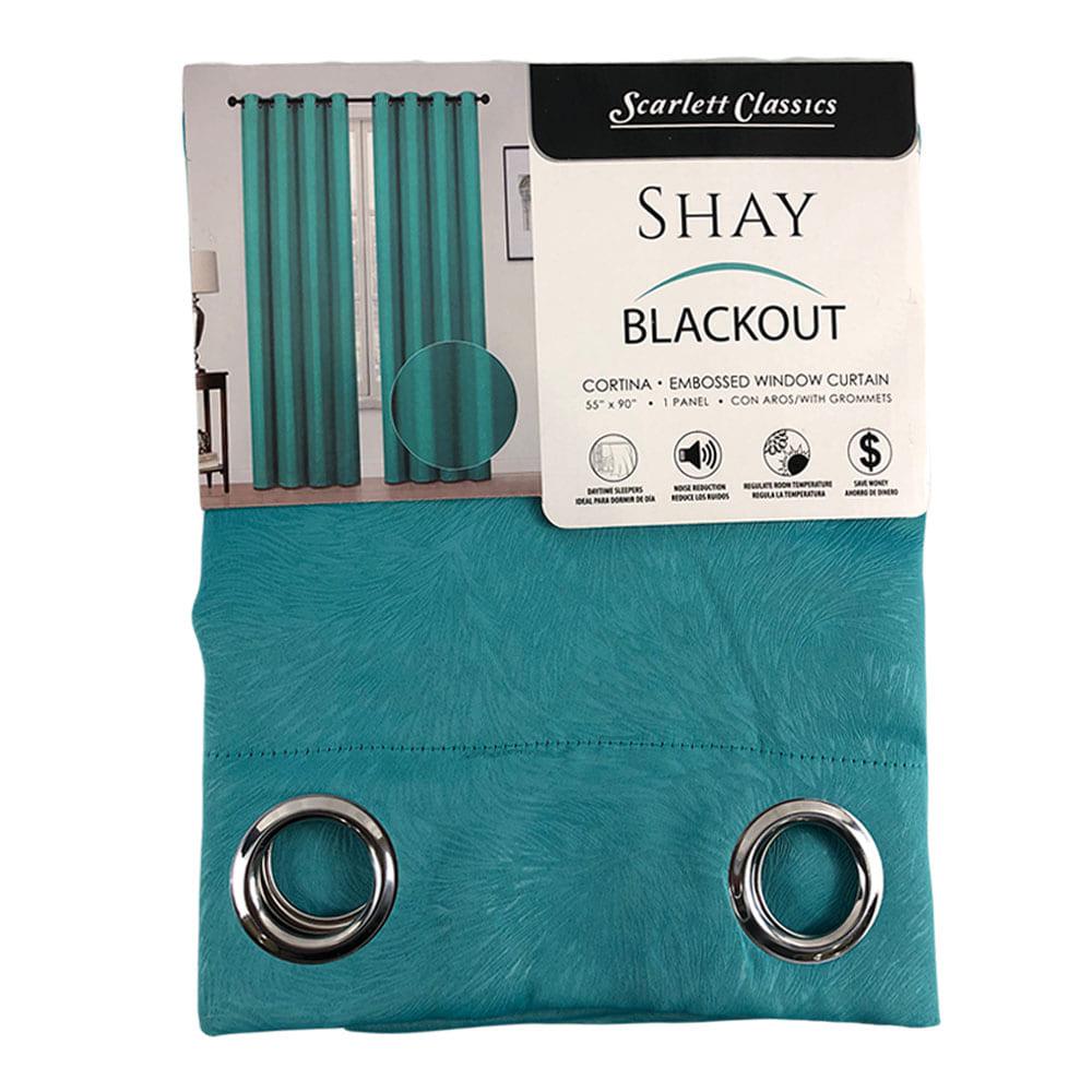 Cortina Scarlett Classics Shay Blackout Con Aros 55" x 90" - Aguamarina Oscuro