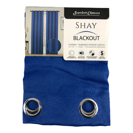 Cortina Scarlett Classics Shay Blackout Con Aros 55" x 90" - Azul