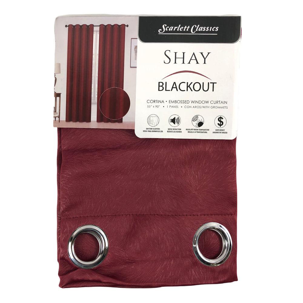 Cortina Scarlett Classics Shay Blackout Con Aros 55" x 90" - Rojo Oscuro