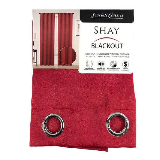 Cortina Scarlett Classics Shay Blackout Con Aros 55" x 90" - Rojo