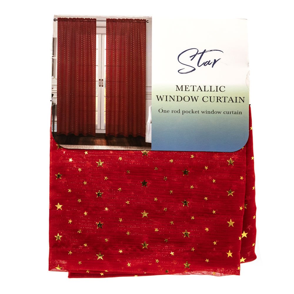 Cortina Star Be Artistic Metálica de 54" x 90" - Rojo oscuro