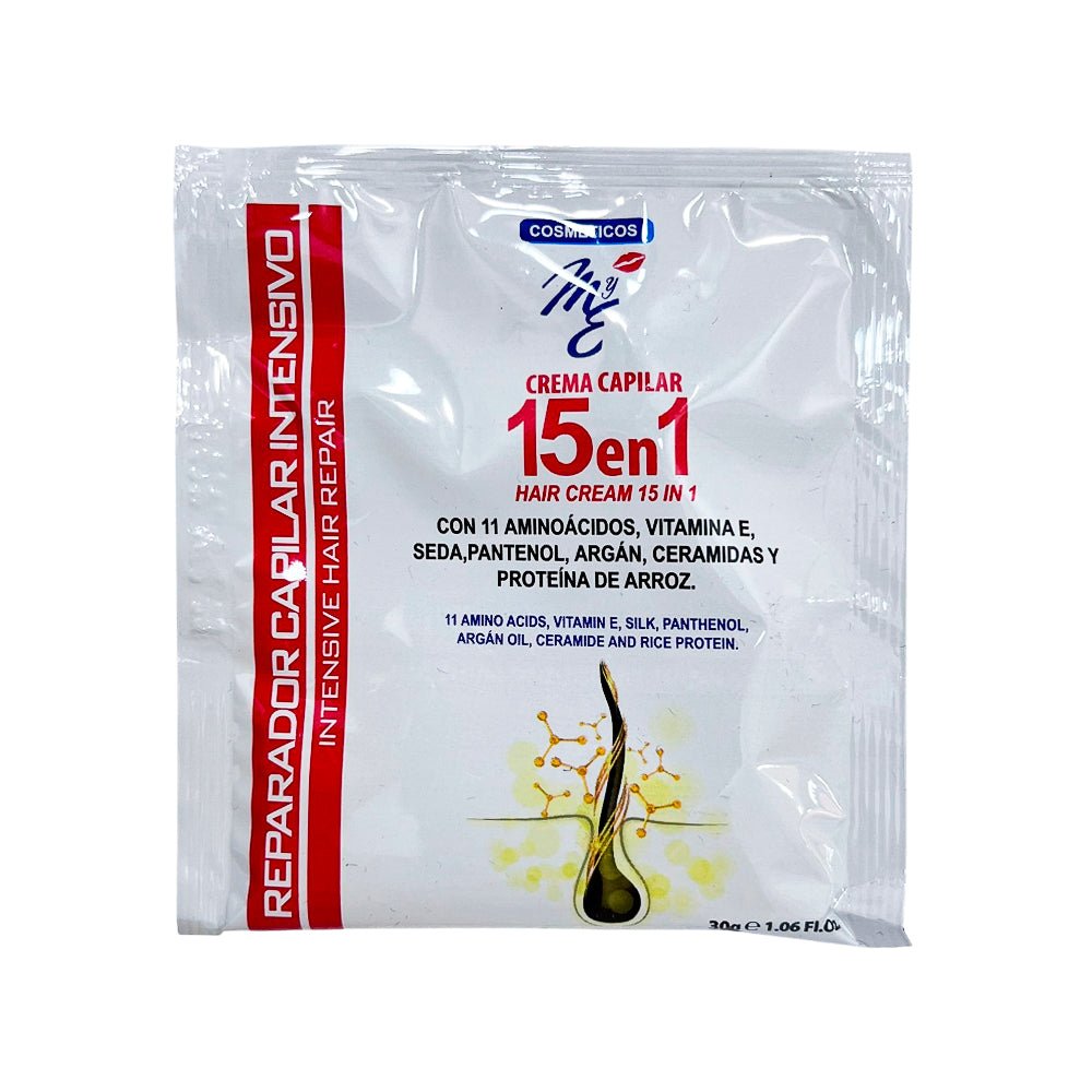 Crema Capilar 15 En 1 Reparador Capilar Intensivo 30 G - Cosmeticos MYE - Zande - Titan.com.pa - 7707197601326