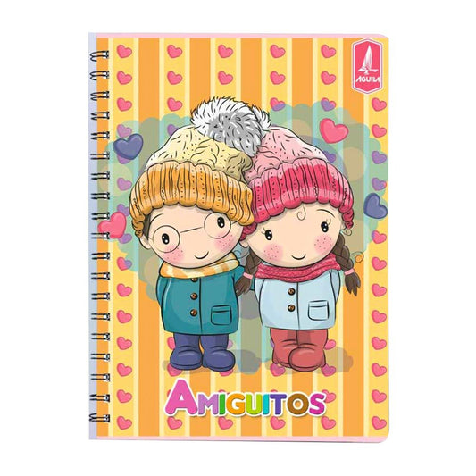 Cuaderno Con Espiral Doble 3 Materias Amiguitos de 180 Páginas