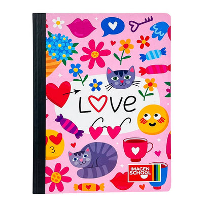 Cuaderno Cosido Mediano Raya Ancha Imagen School Love de 200 Páginas - Surtido - Imagen School - Titan.com.pa - 7450043001688