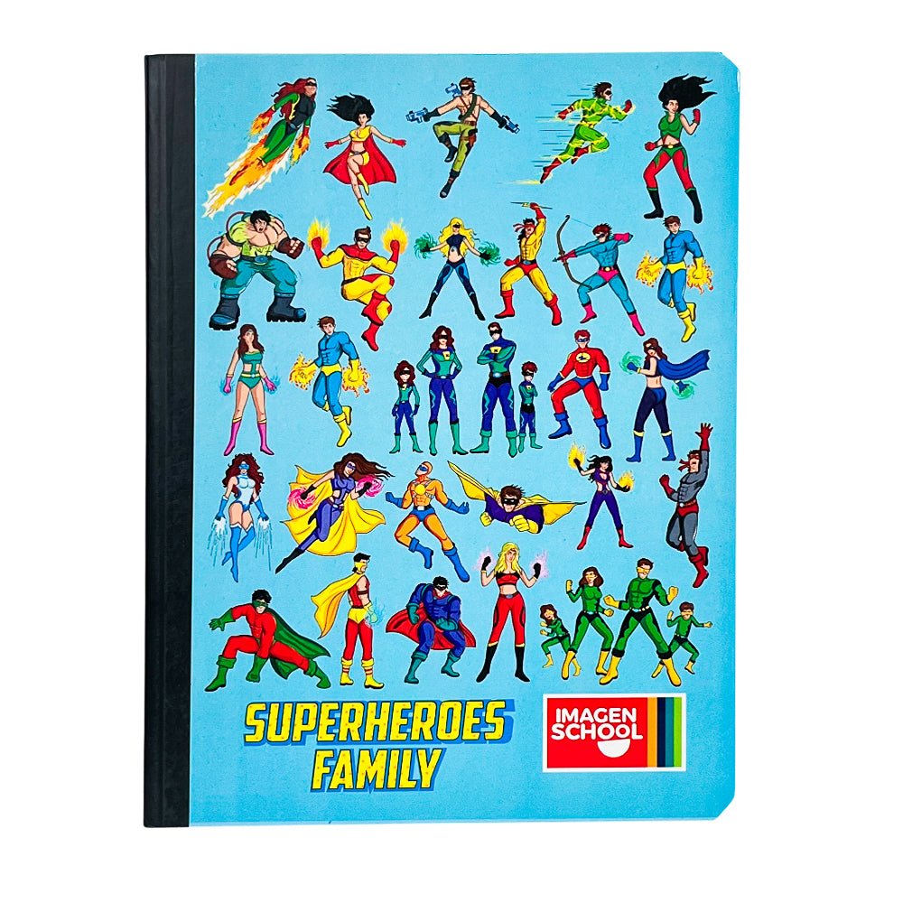 Cuaderno Cosido Mediano Raya Ancha Imagen School Super Heroes de 200 Páginas - Surtido - Imagen School - Titan.com.pa - 7450043001510
