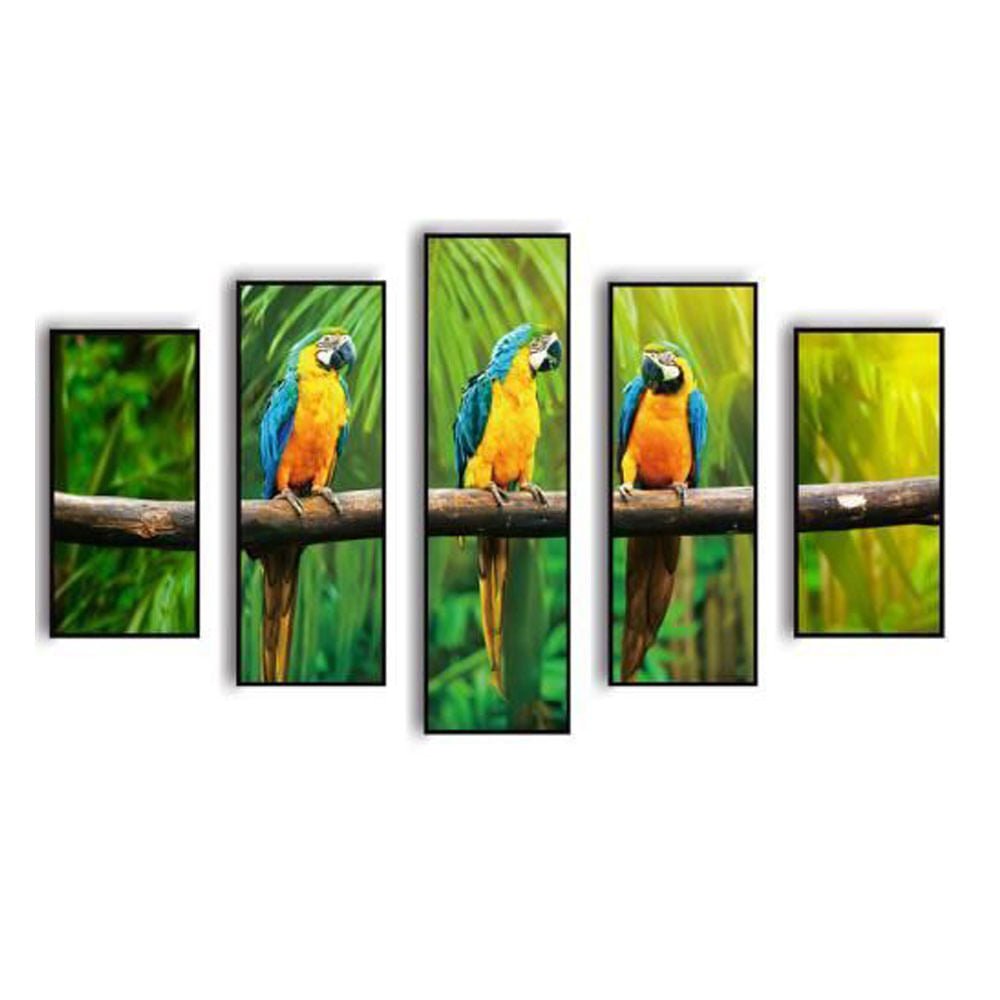 Cuadro Decorativo Essential Decor Guacamaya 5 Piezas - Verde claro