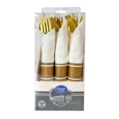 Cubierto Plástico 24 Piezas Home Elegance - Gold - Home Elegance - Titan.com.pa - 2100000717910