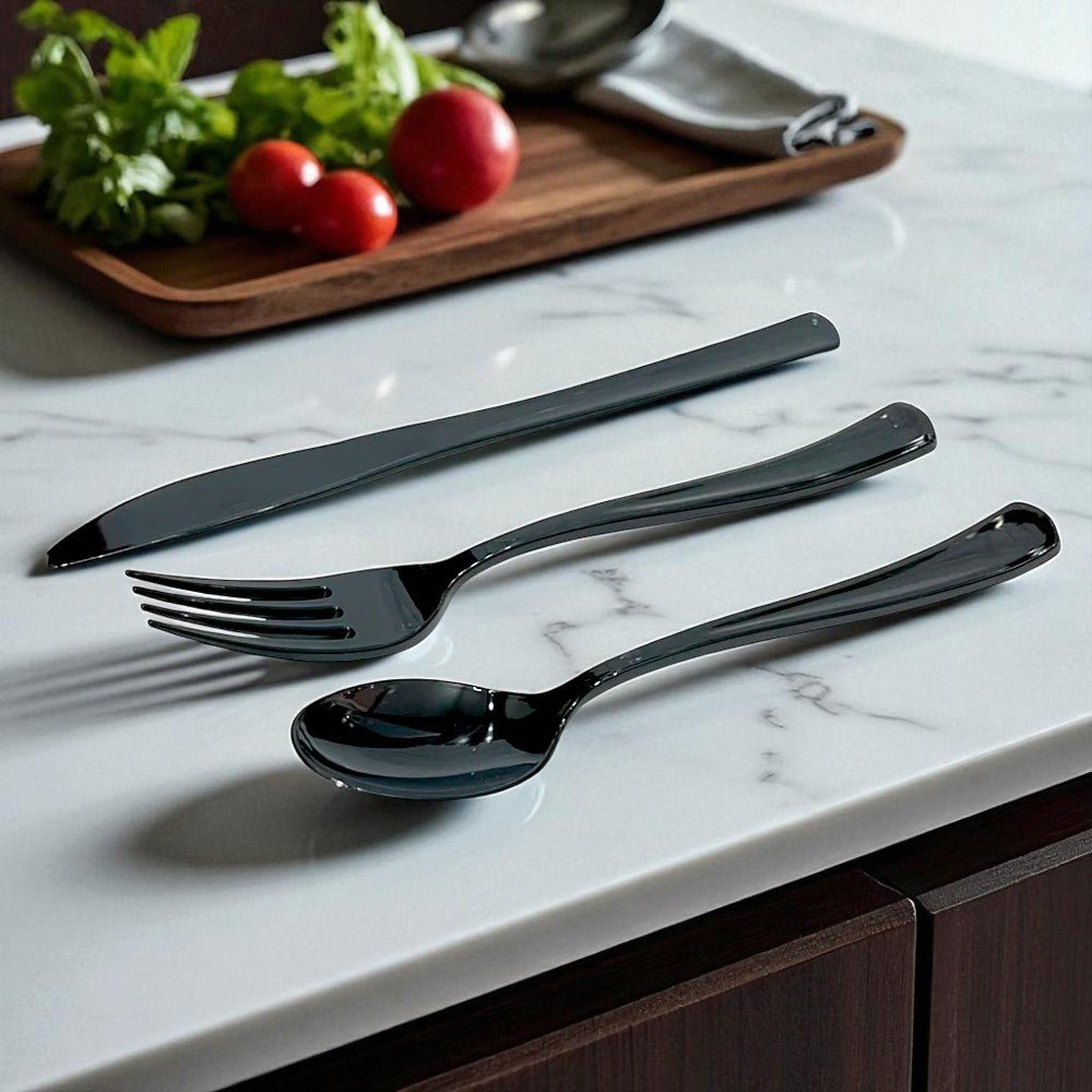 Cubiertos Desechables Lillian / 96 Piezas / Color Negro - Lillian - Titan.com.pa - 763615372145