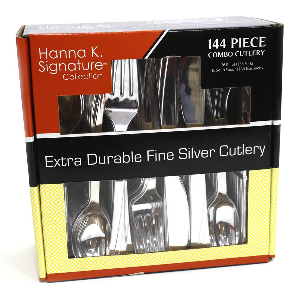 Cubiertos Desechables Hanna K. Signature Plástico de 144 Piezas