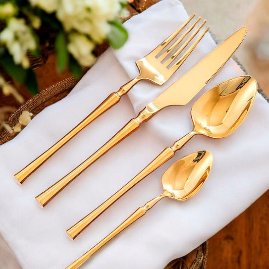 Cubiertos Plástico Lillian / 40 Piezas Doradas / Reutilizables - Lillian - Titan.com.pa - 763615370554