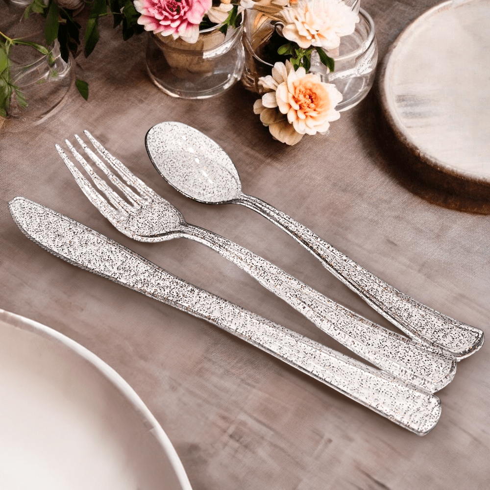Cubiertos Plástico Lillian / 48 Piezas / Silver Glitter - Lillian - Titan.com.pa - 763615372602