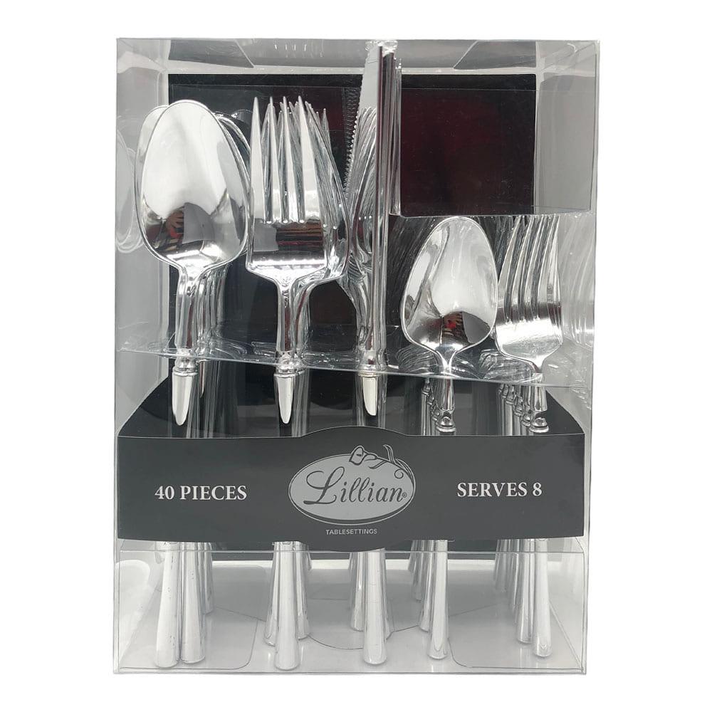 Set de Cubiertos Plásticos Lillian Reutilizables 40 Piezas