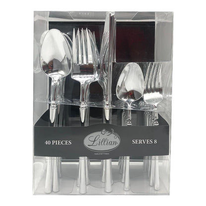 Set de Cubiertos Plásticos Lillian Reutilizables 40 Piezas